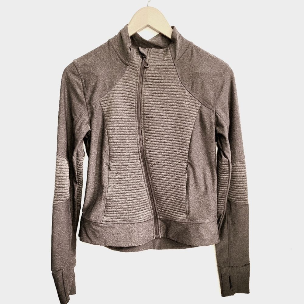 Asymmetrical Full Zip Gray Moto Runners Jacket- M